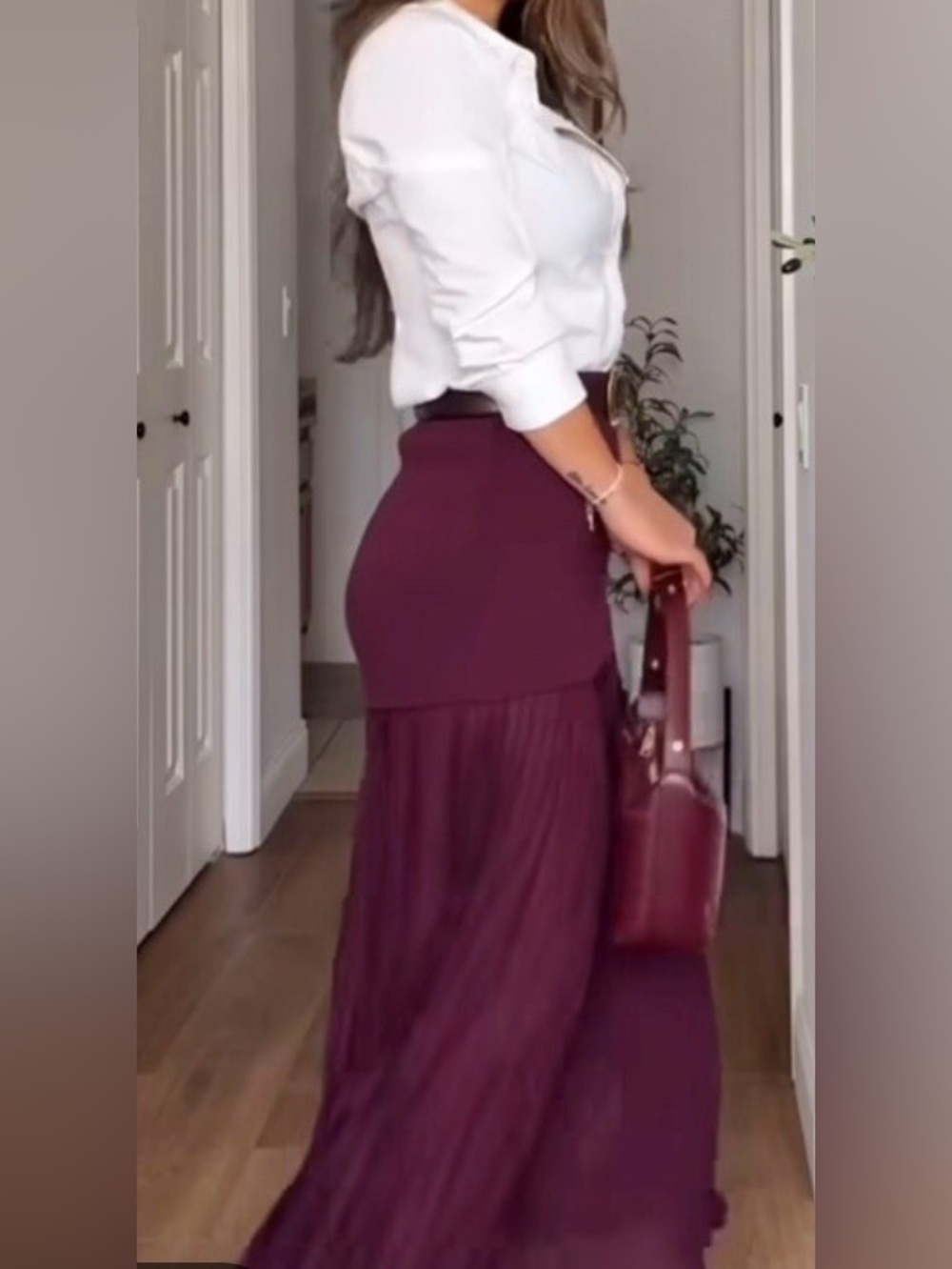ZaraPleated Maxi Skirt in Deep Burgundy - Women/ size small - Picture 5 of 15